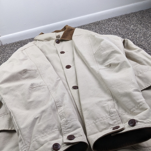 VTG LL Bean Jacket Canvas Chore Barn Corduroy Collar Flannel Lined Mens Large - Picture 10 of 13